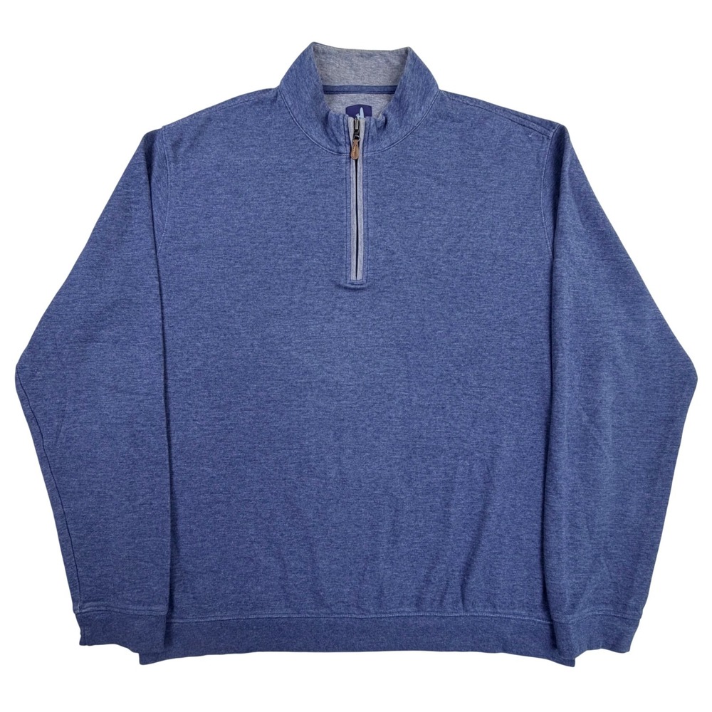 Johnnie-O 1/4 Zip Pullover Men XL Helios Blue Cotton Lyocell Heathered JMKO1460 - Picture 2 of 11